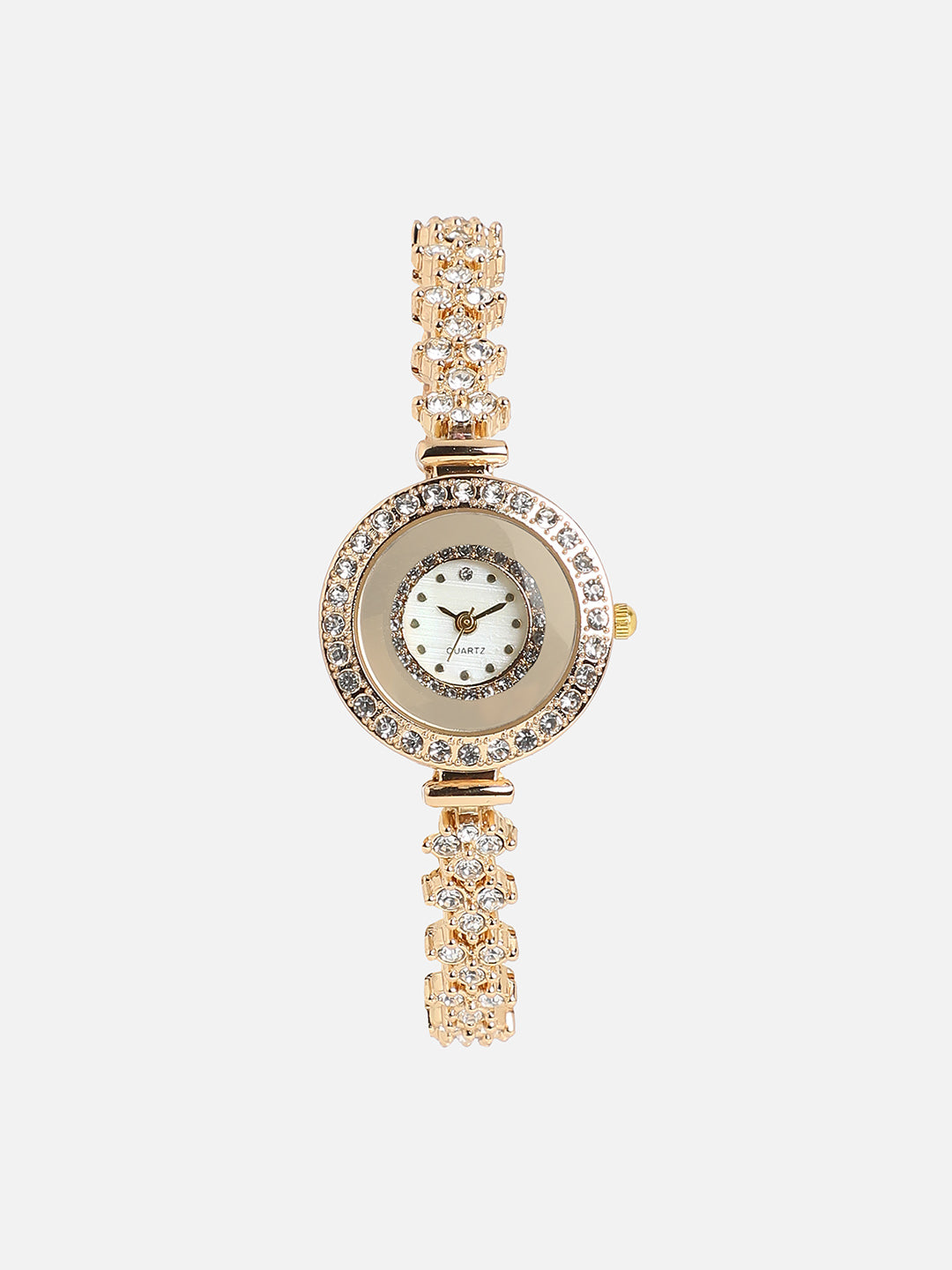 Embellished Round Watch - Gold