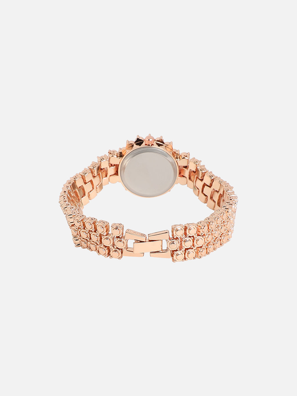 Embellished Round Watch - Rose Gold