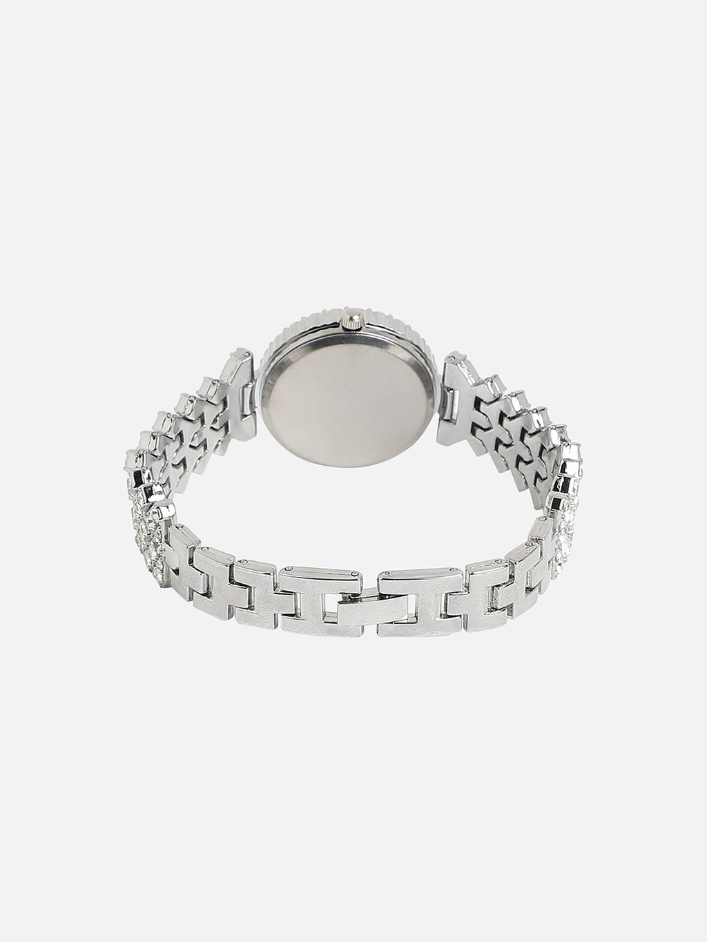 Embellished Round Watch - Silver