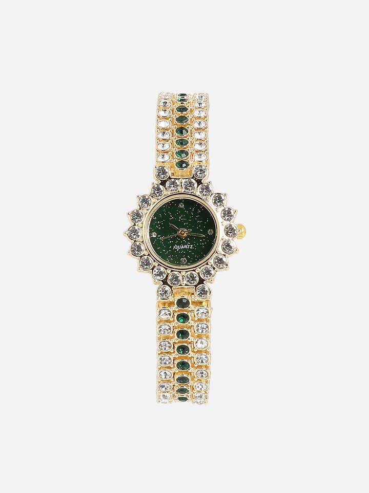 Embellished Round Watch - Gold