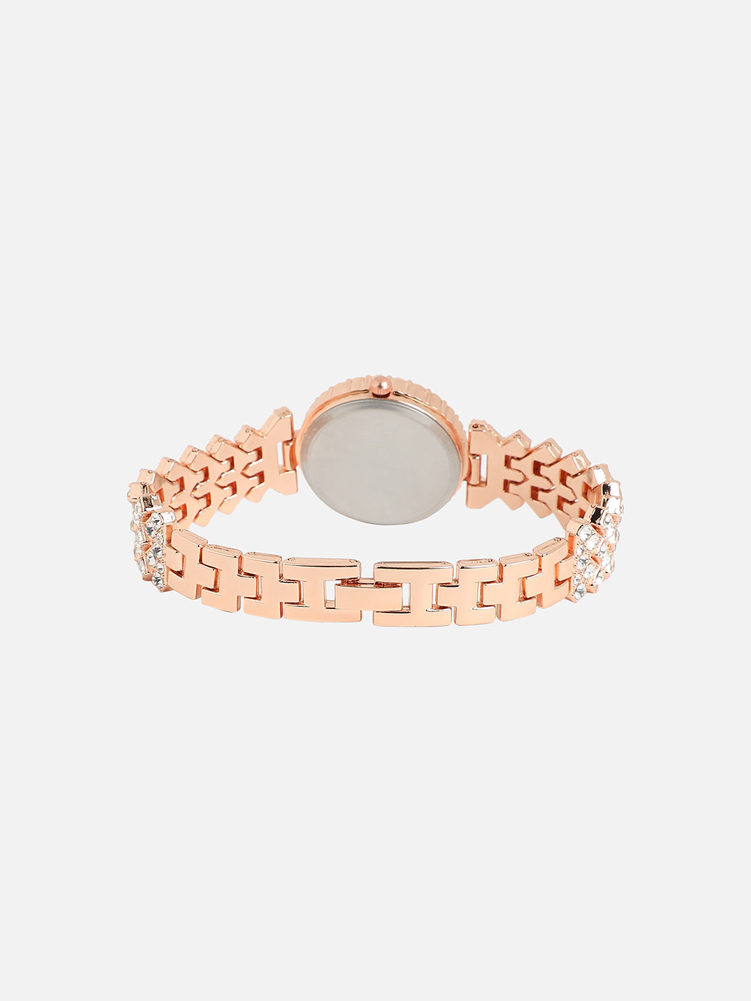 Embellished Round Watch - Rose Gold