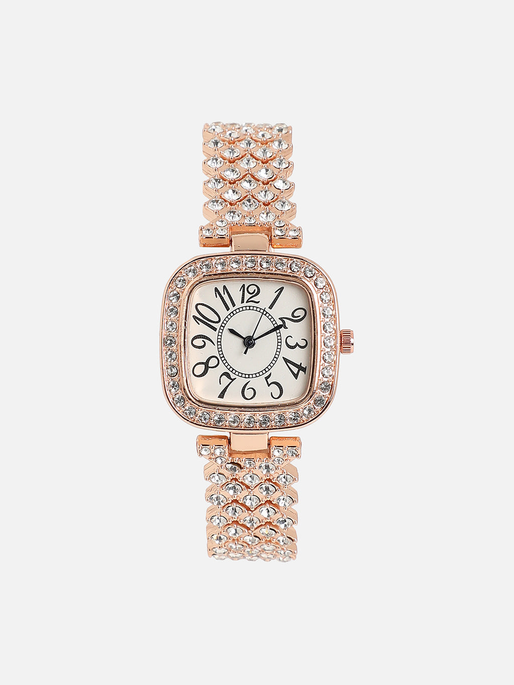 Embellished Square Watch - Rose Gold
