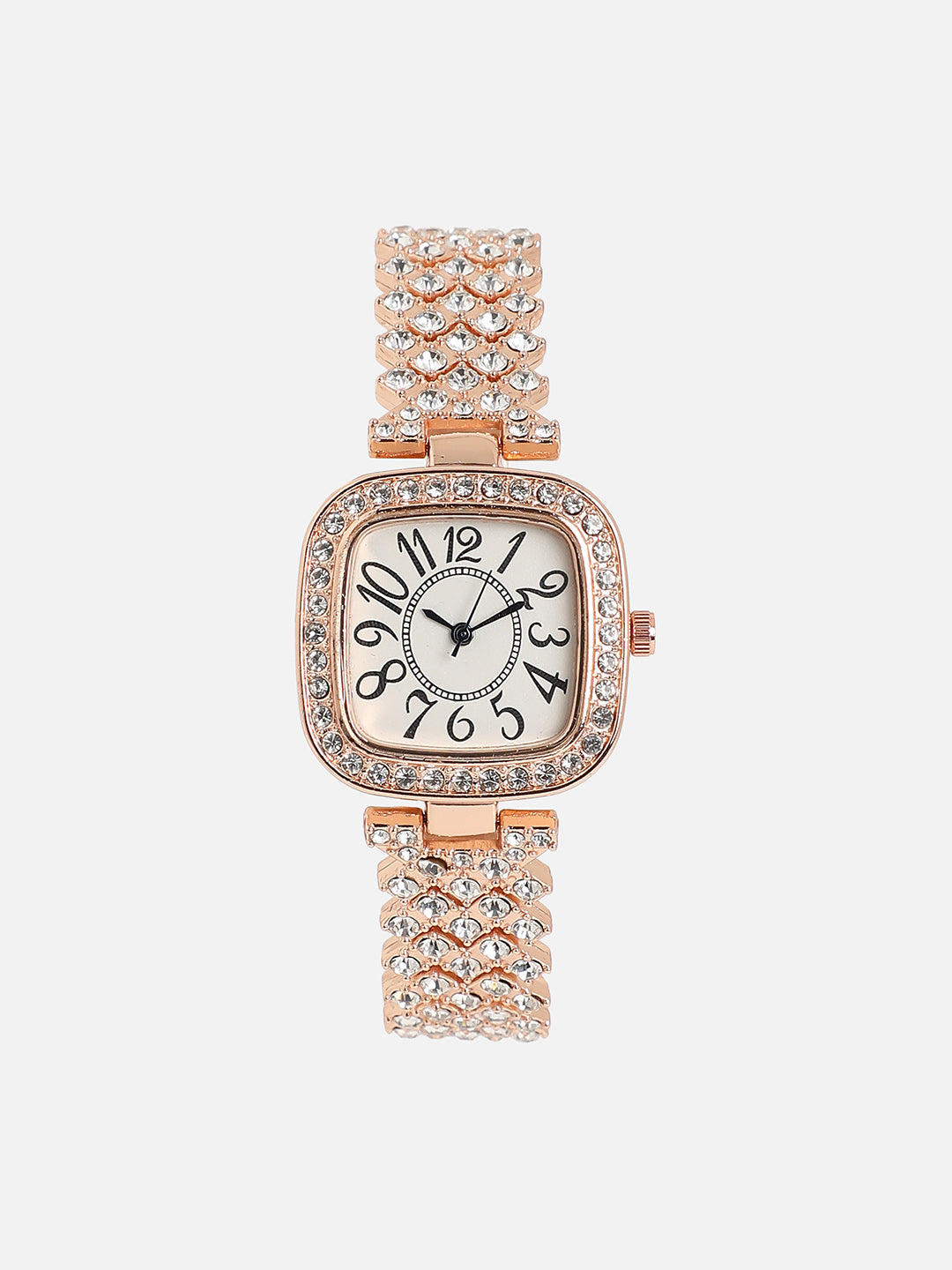 Embellished Square Watch - Rose Gold