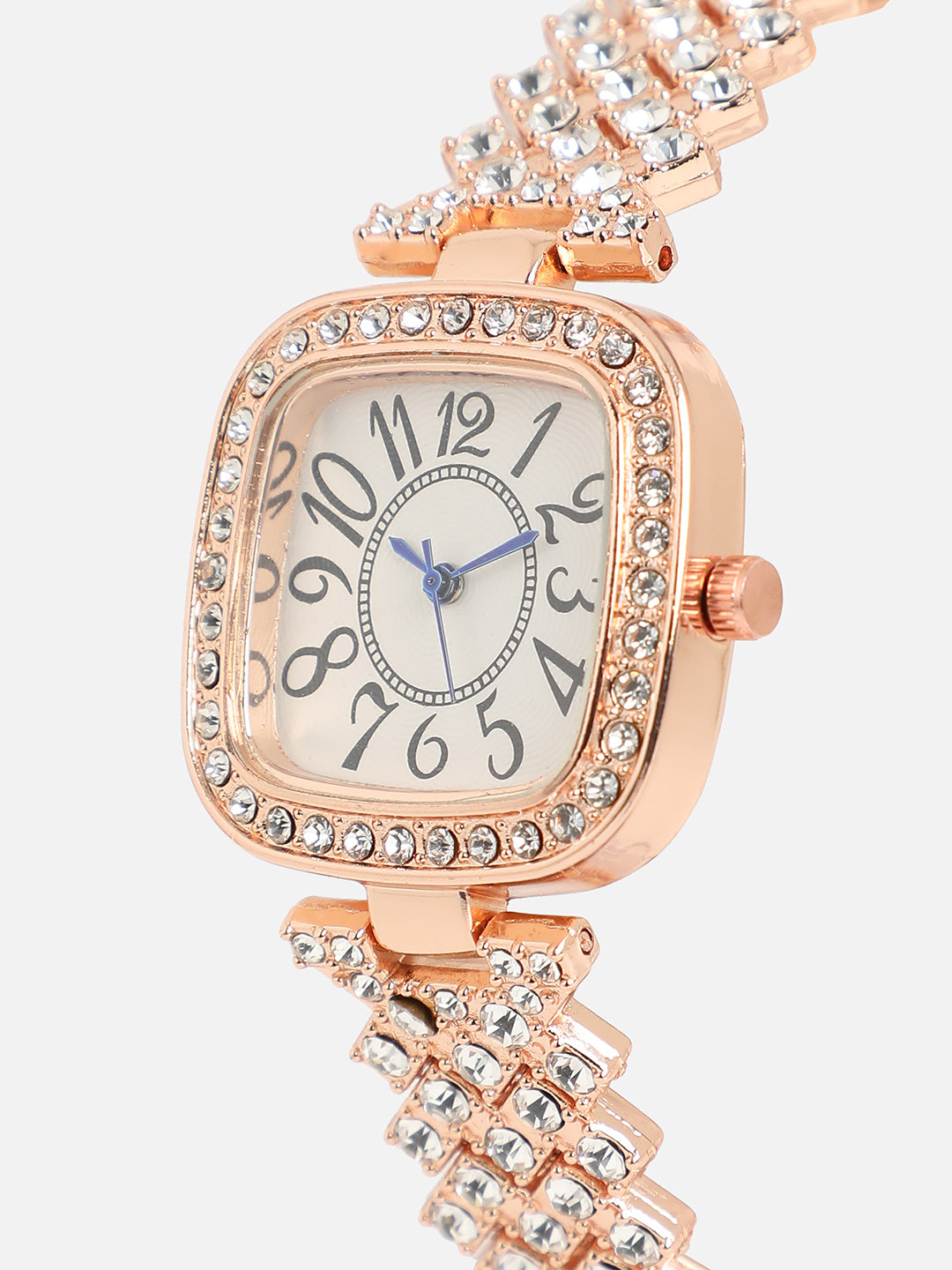 Embellished Square Watch - Rose Gold