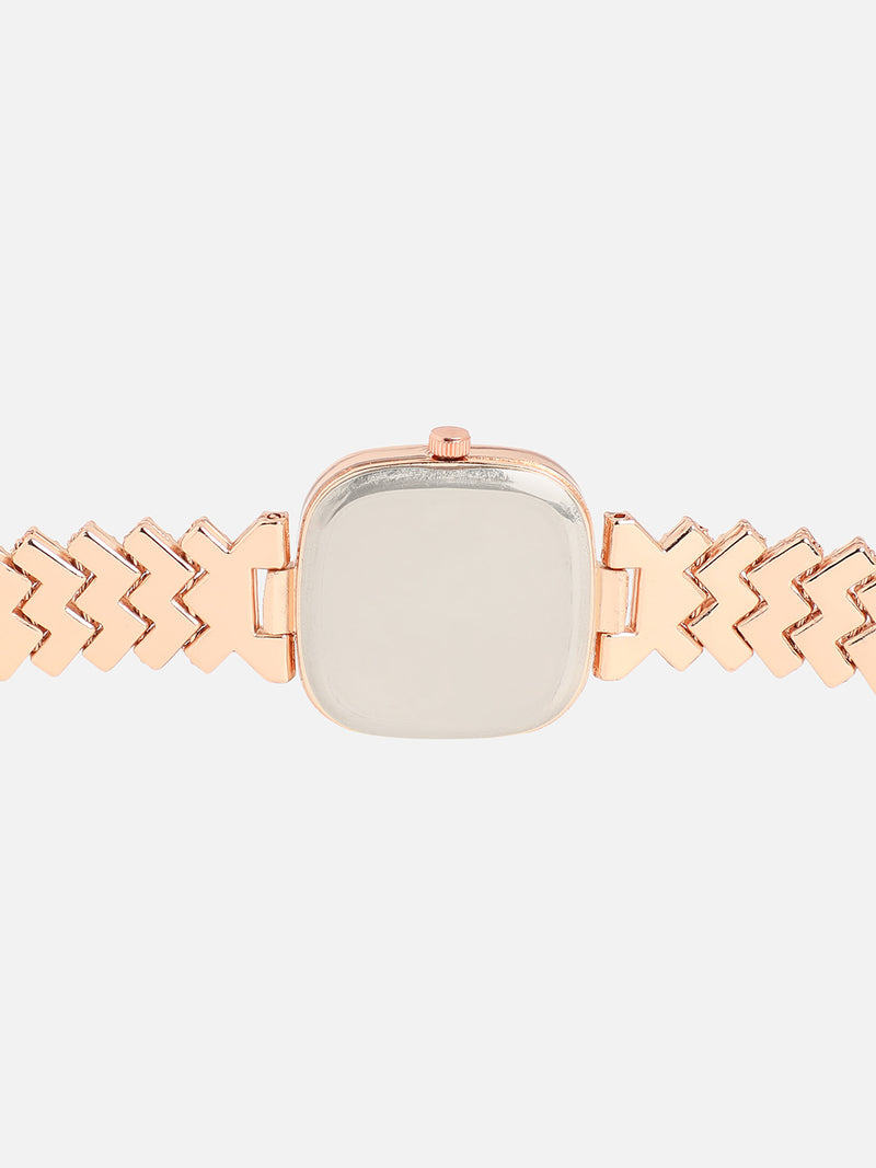 Embellished Square Watch - Rose Gold