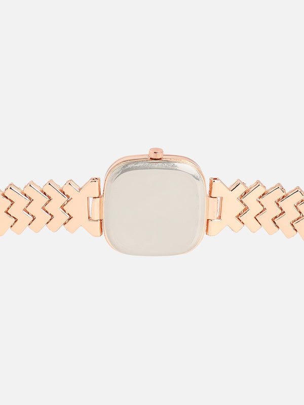 Embellished Square Watch - Rose Gold