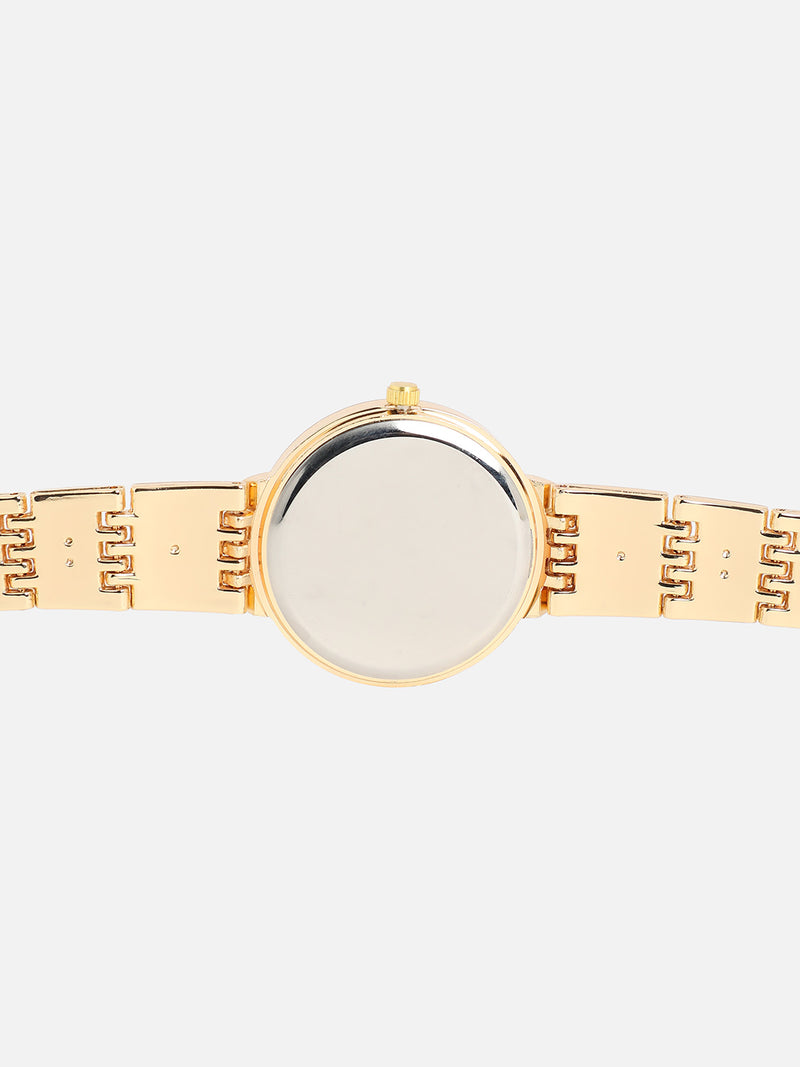 Embellished Round Watch - Gold