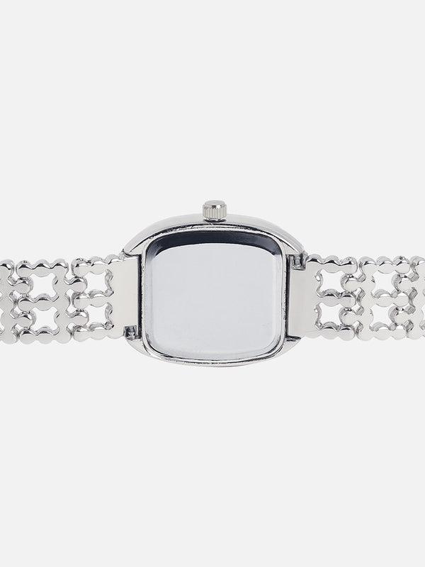 Embellished Oblong Watch - Silver