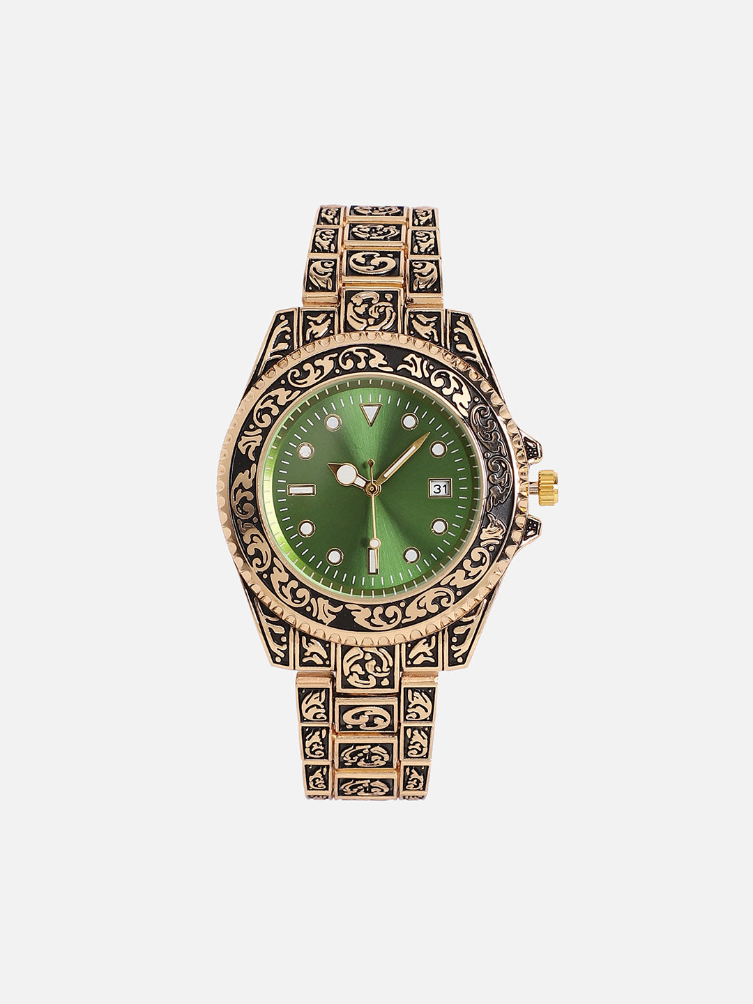 Embossed Round Watch - Gold