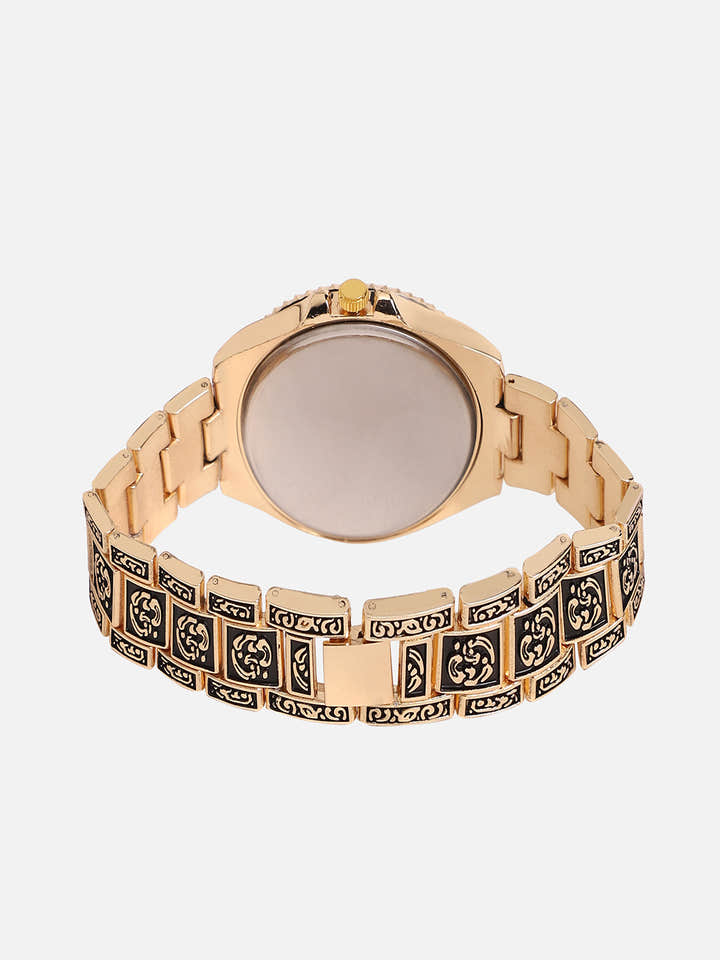 Embossed Round Watch - Gold