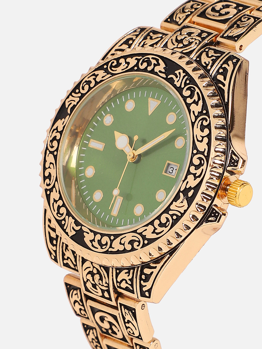 Embossed Round Watch - Gold