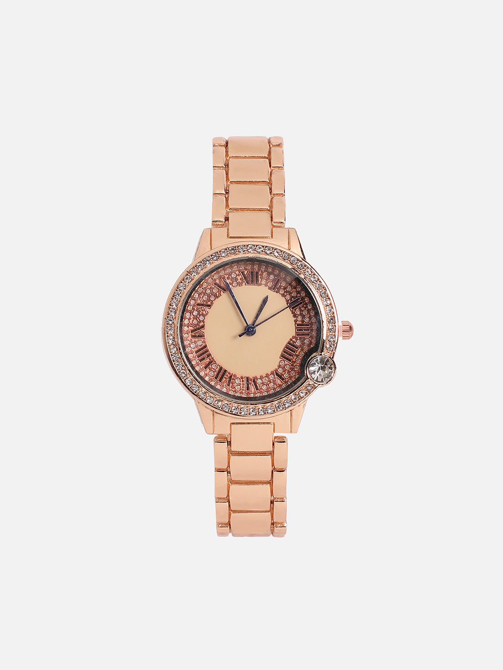 Embellished Round Watch - Gold