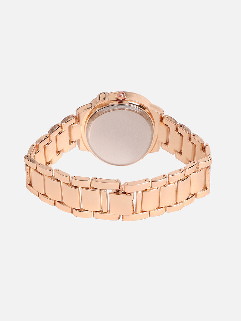Embellished Round Watch - Gold