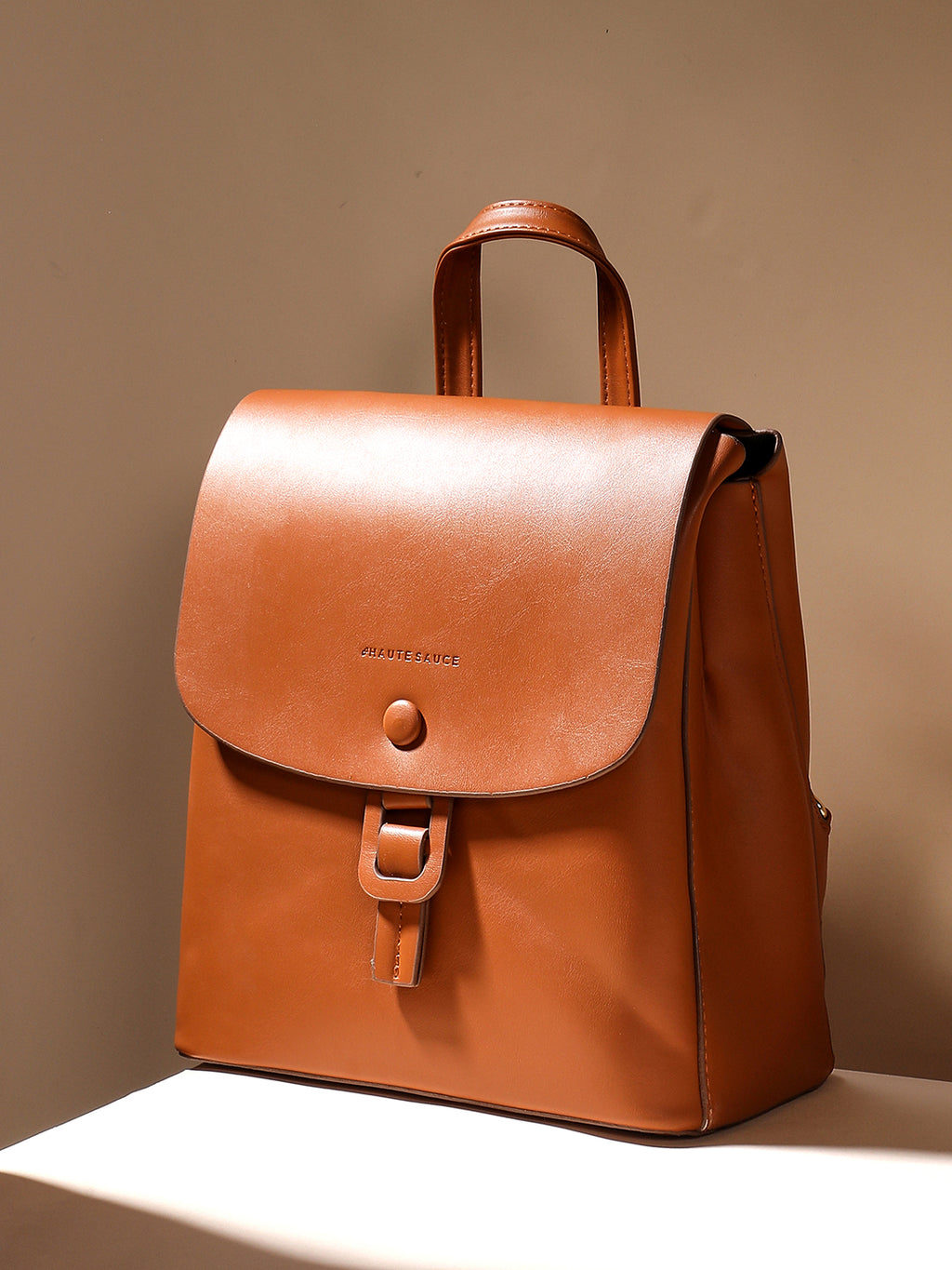 Buckle Flap Backpack - Brown