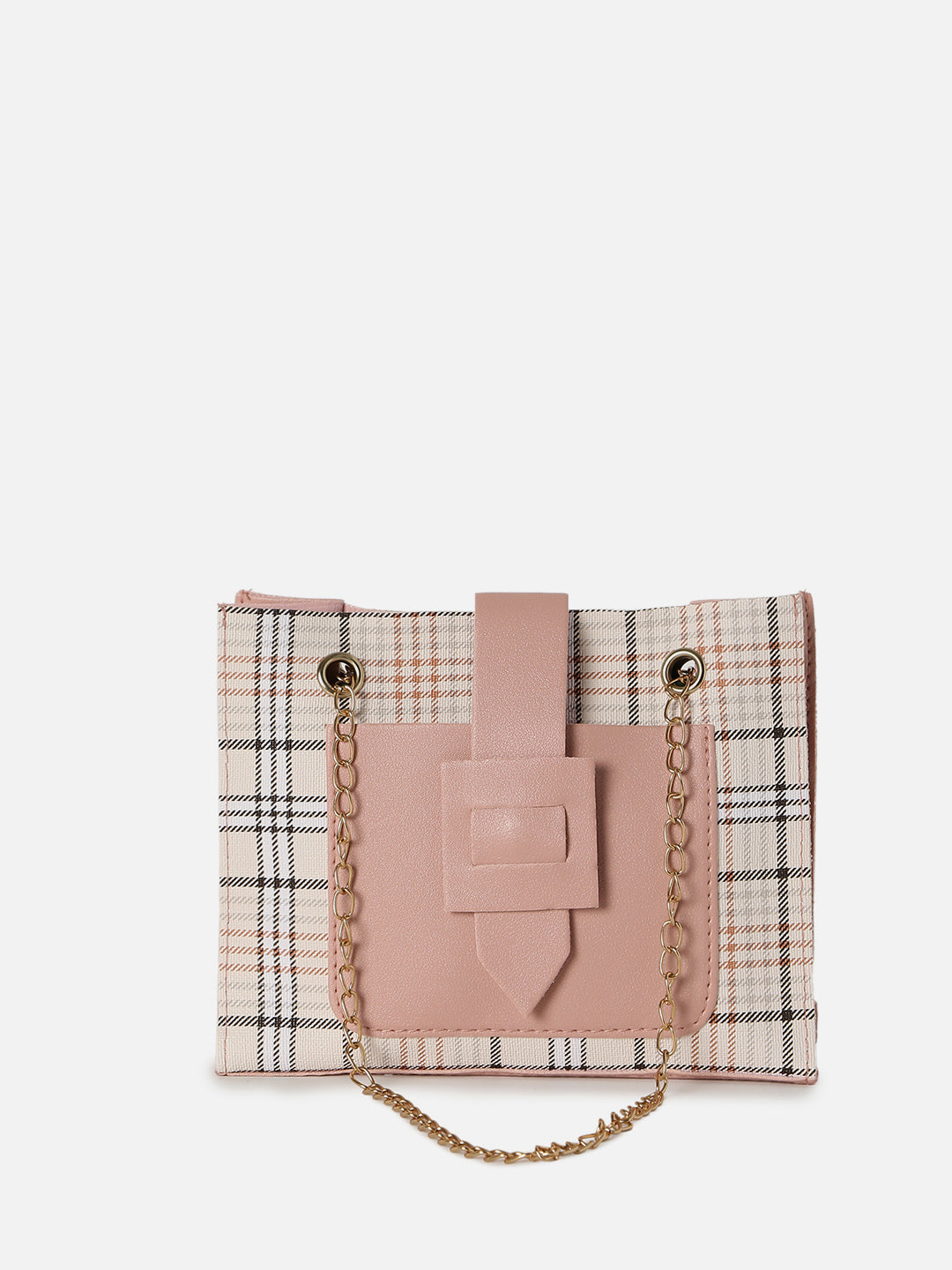 Checkered Pink Cross Body Bag
