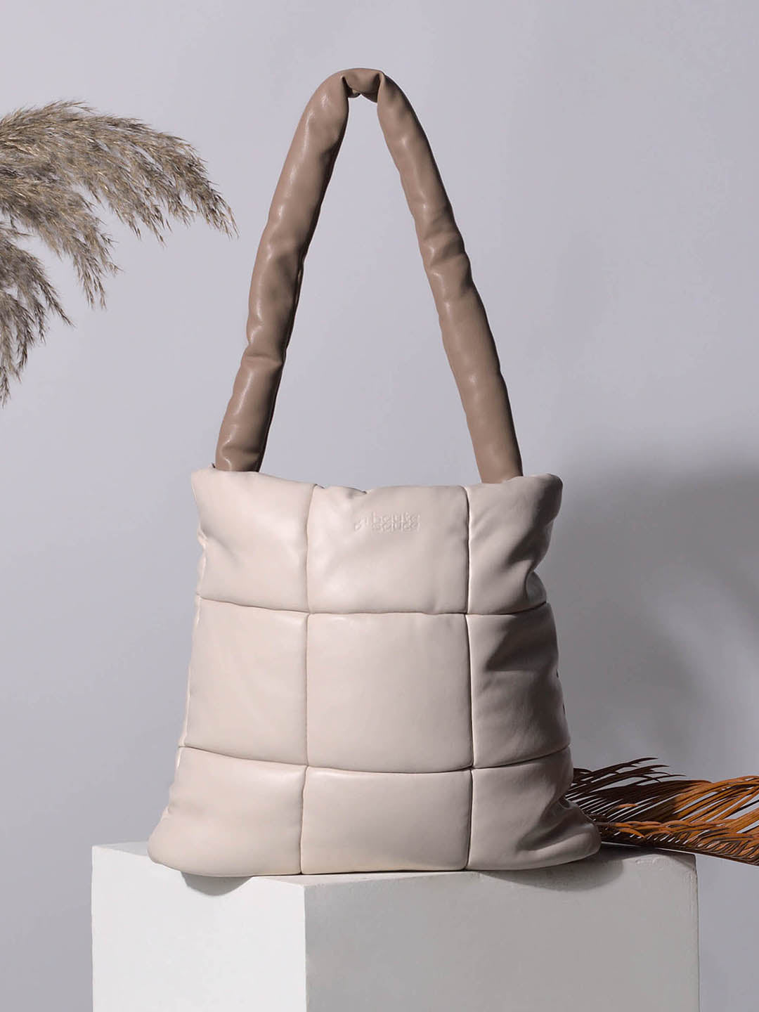 Tufted Treasure Beige Tote Bag