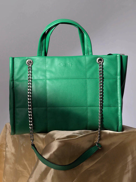 Green Glam Quilted Green Hand Bag