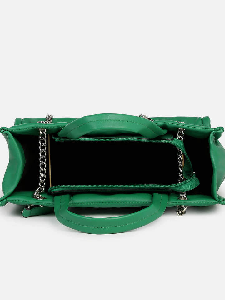 Green Glam Quilted Green Hand Bag