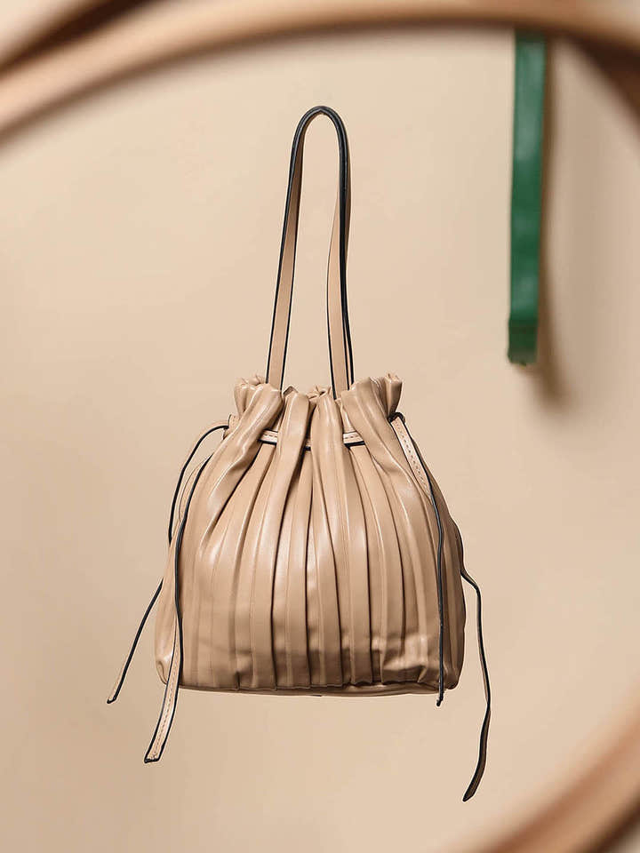 Tug-And-Go Beige Bucket Bag
