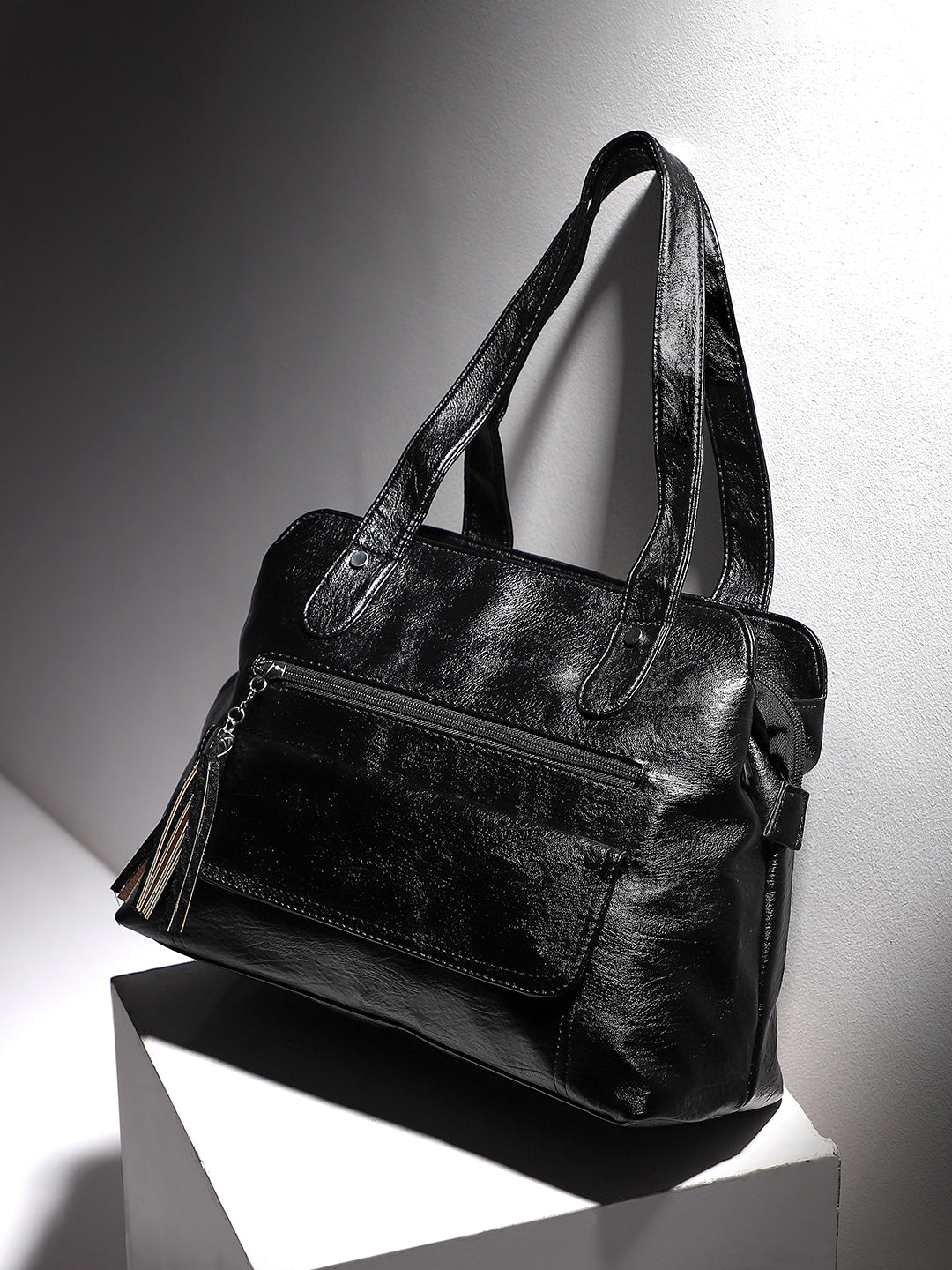 Tassel Flap Handbag - Black