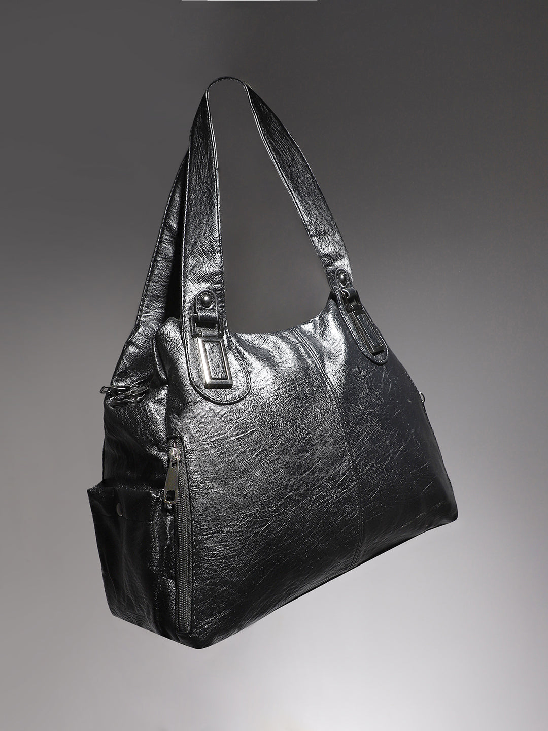 Side Zip Handbag - Black