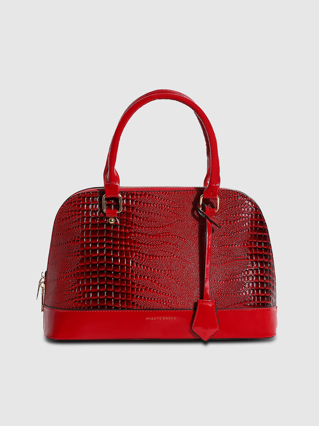 Scale Top Handle Handbag - Red