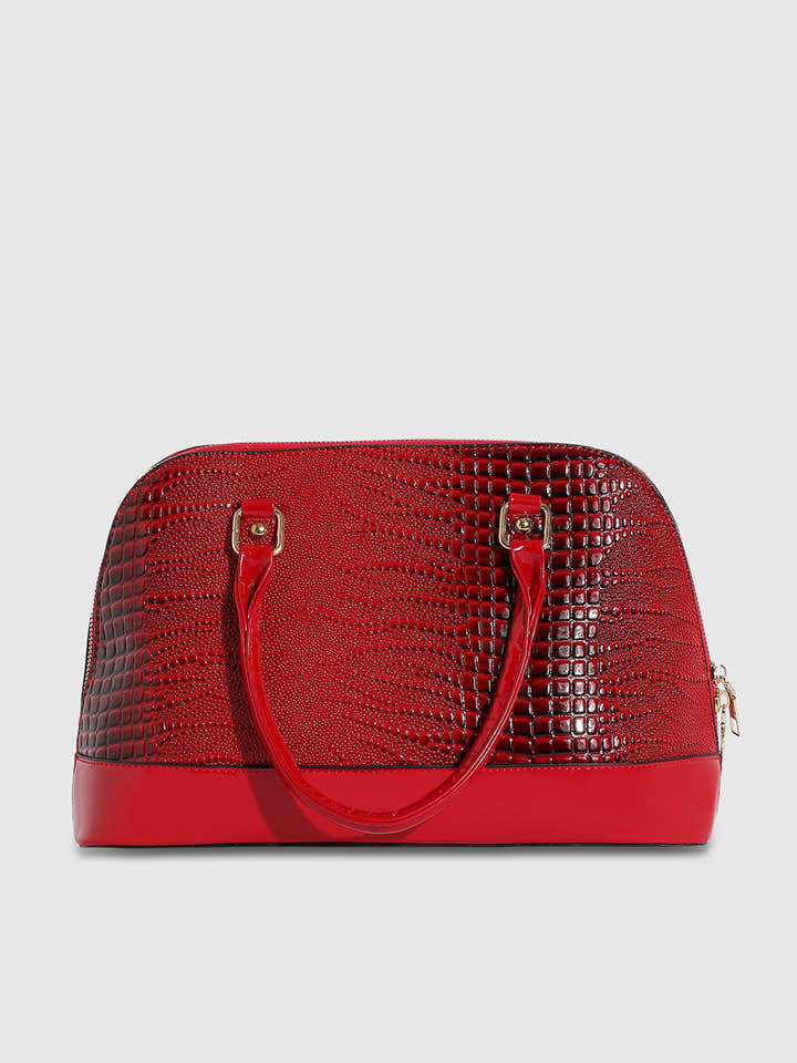 Scale Top Handle Handbag - Red