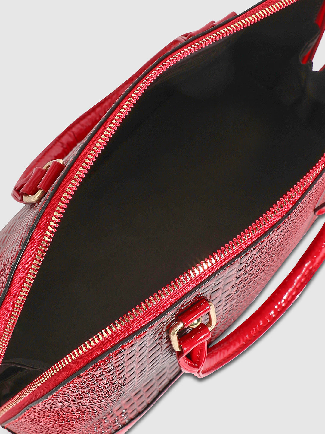 Scale Top Handle Handbag - Red