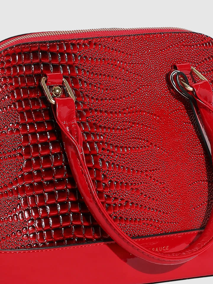Croc Top Handle Handbag - Red