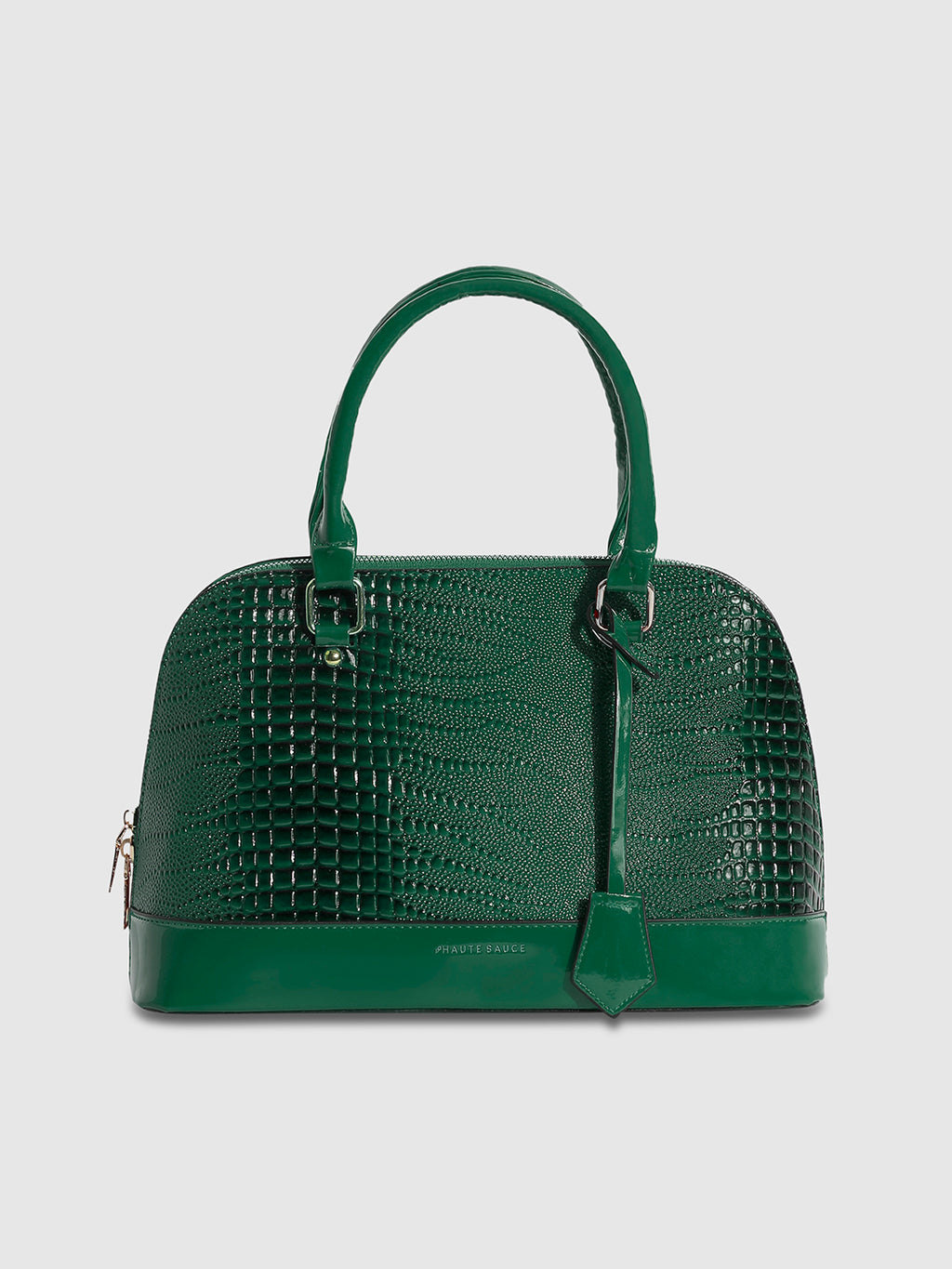 Scale Top Handle Handbag - Forest Green