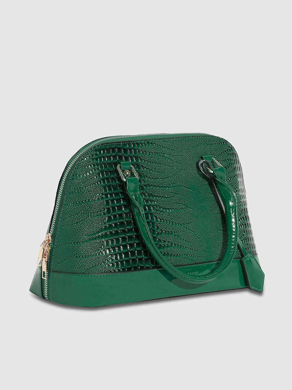 Scale Top Handle Handbag - Forest Green