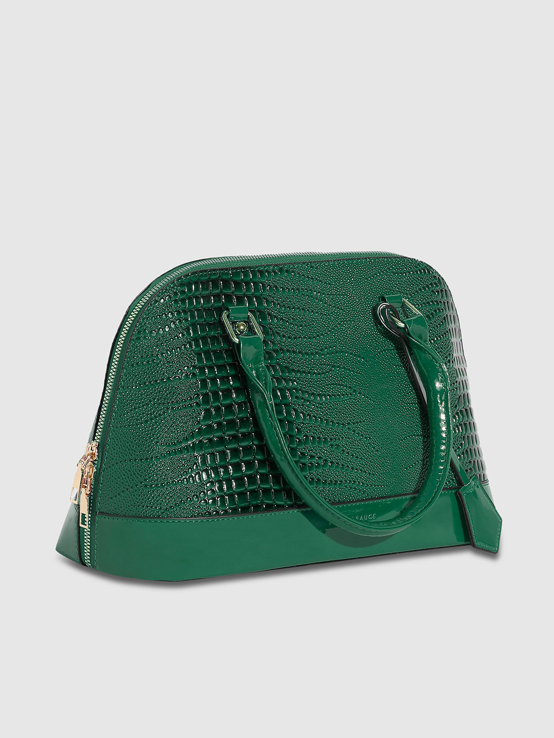 Scale Top Handle Handbag - Forest Green