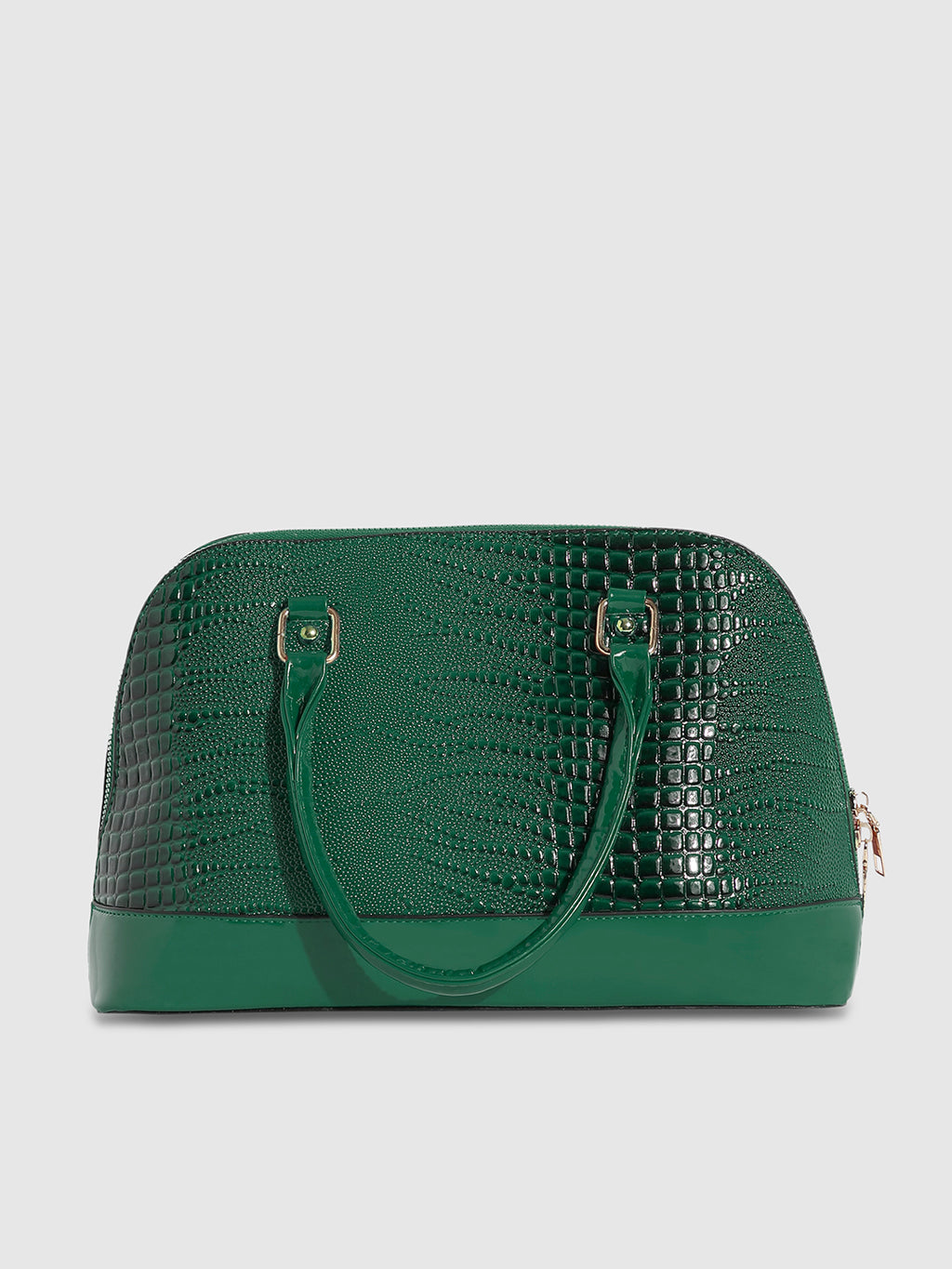 Scale Top Handle Handbag - Forest Green
