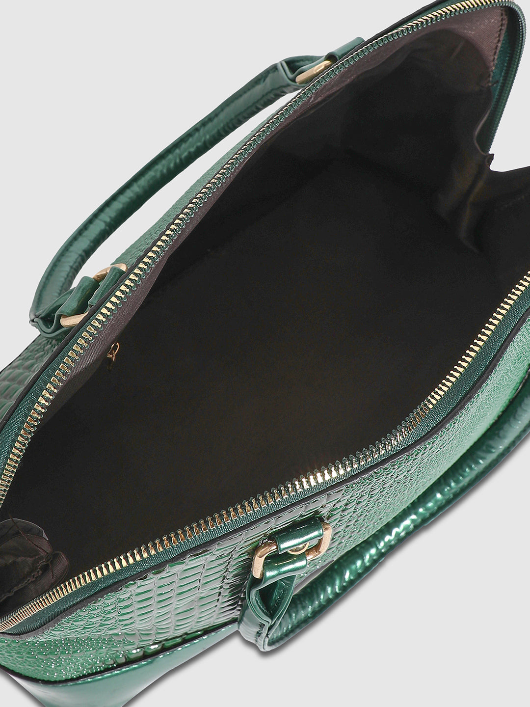 Scale Top Handle Handbag - Forest Green