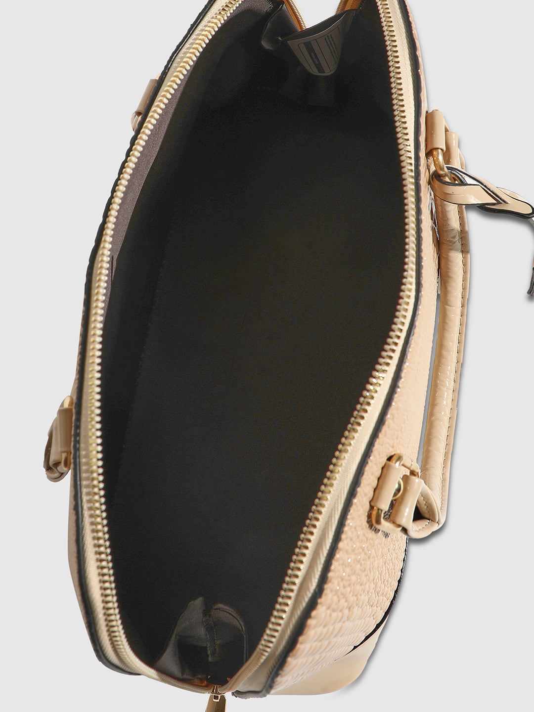 Croc Top Handle Handbag - Beige