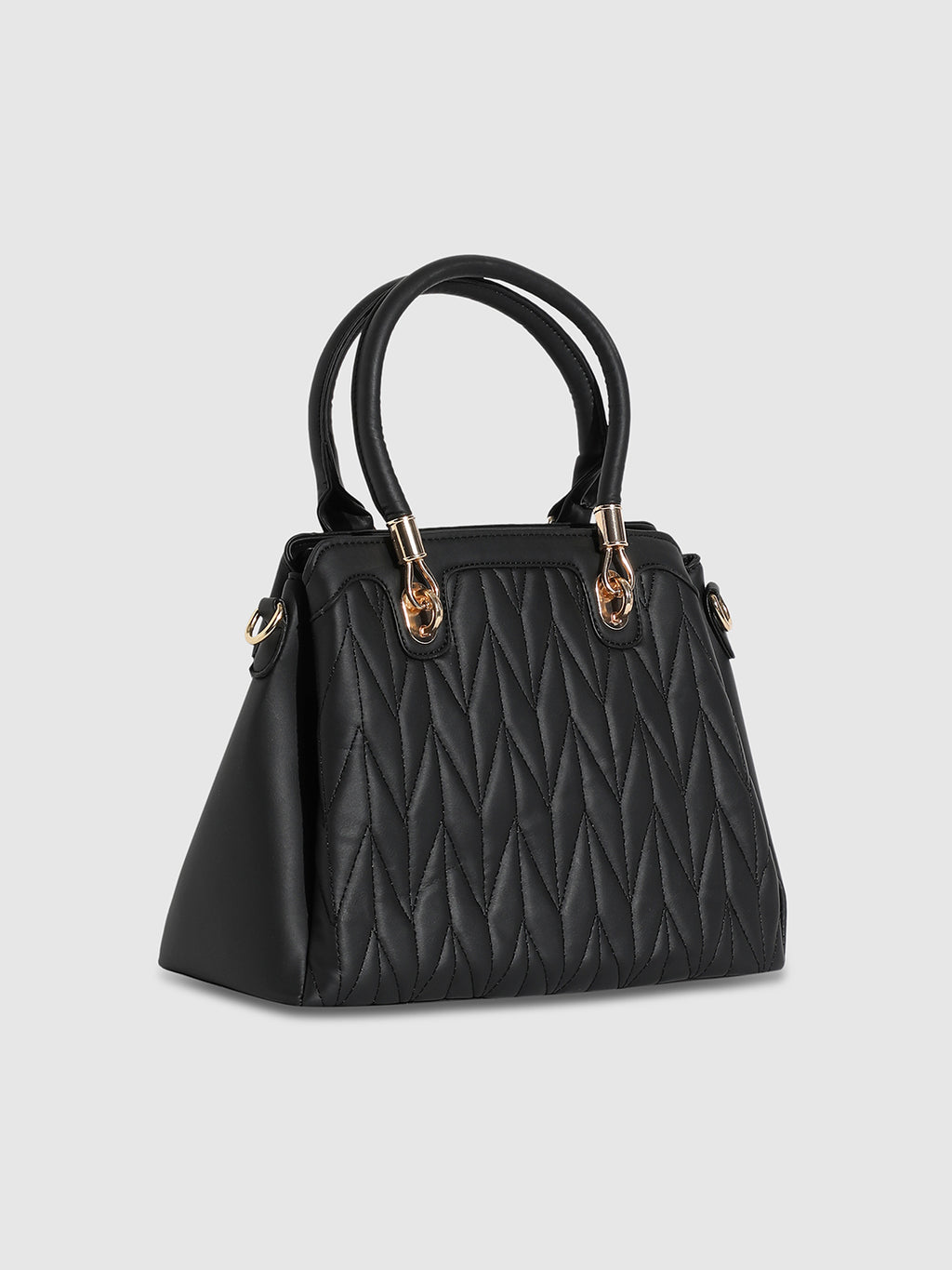 Quilted Top Handle Handbag - Black