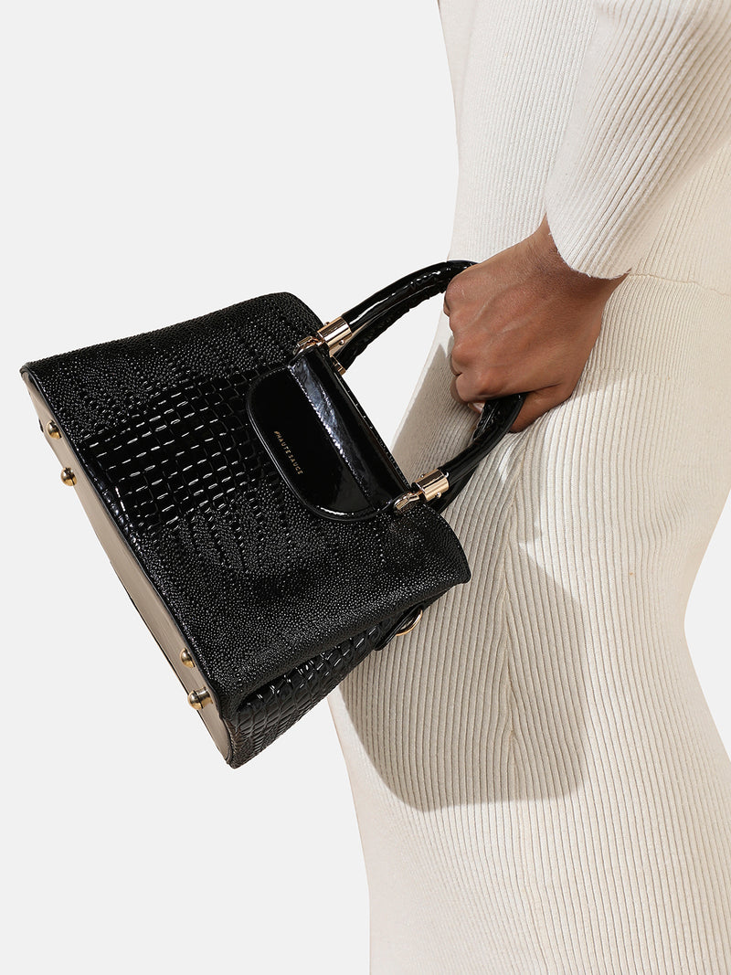 Structured Scale Handbag - Black