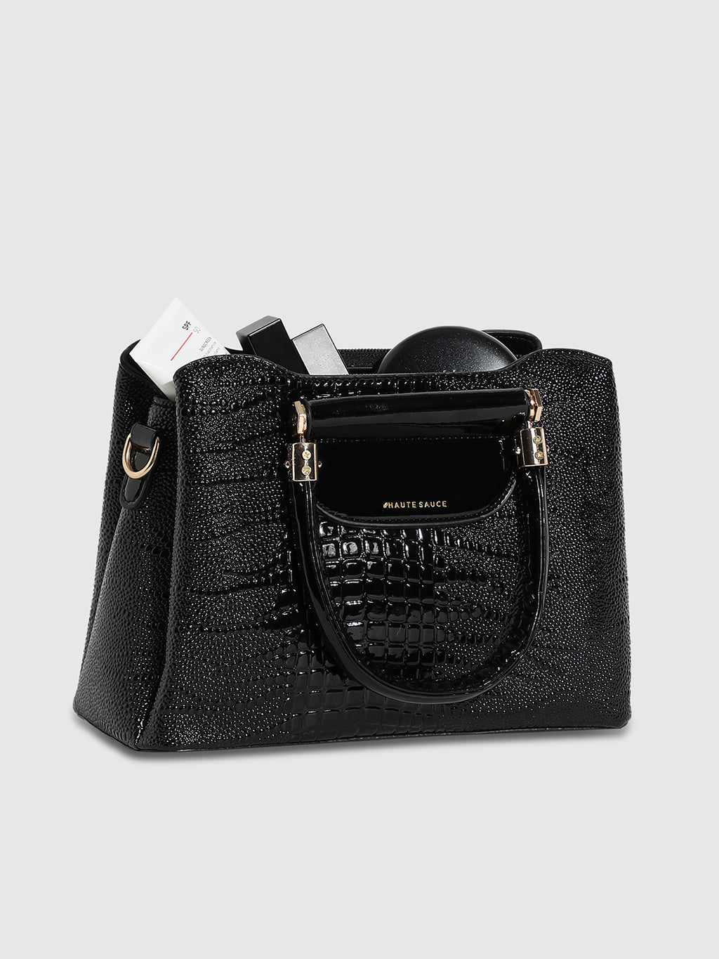 Structured Scale Handbag - Black