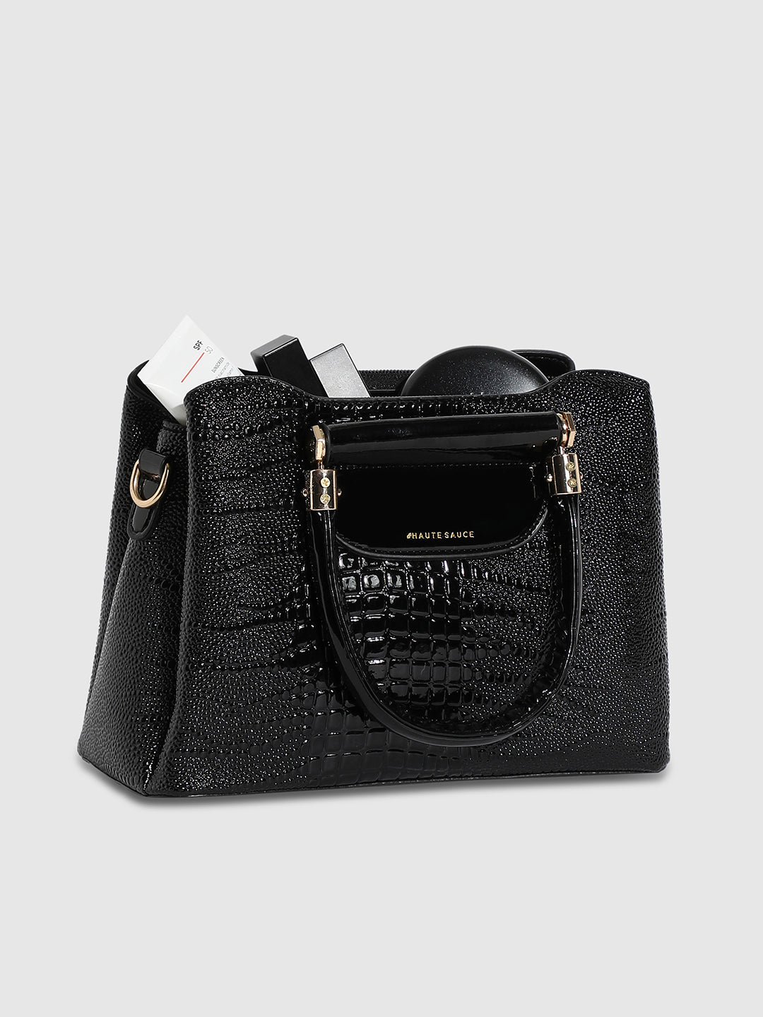 Structured Scale Handbag - Black