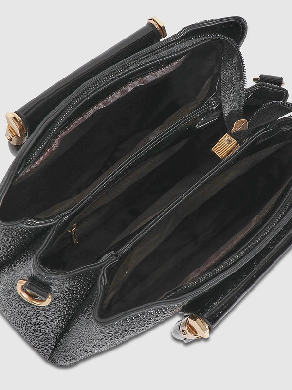 Structured Scale Handbag - Black