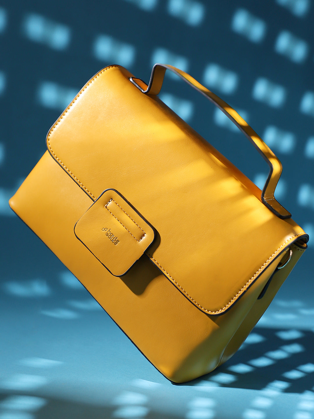 Structured Flap Handbag - Yellow