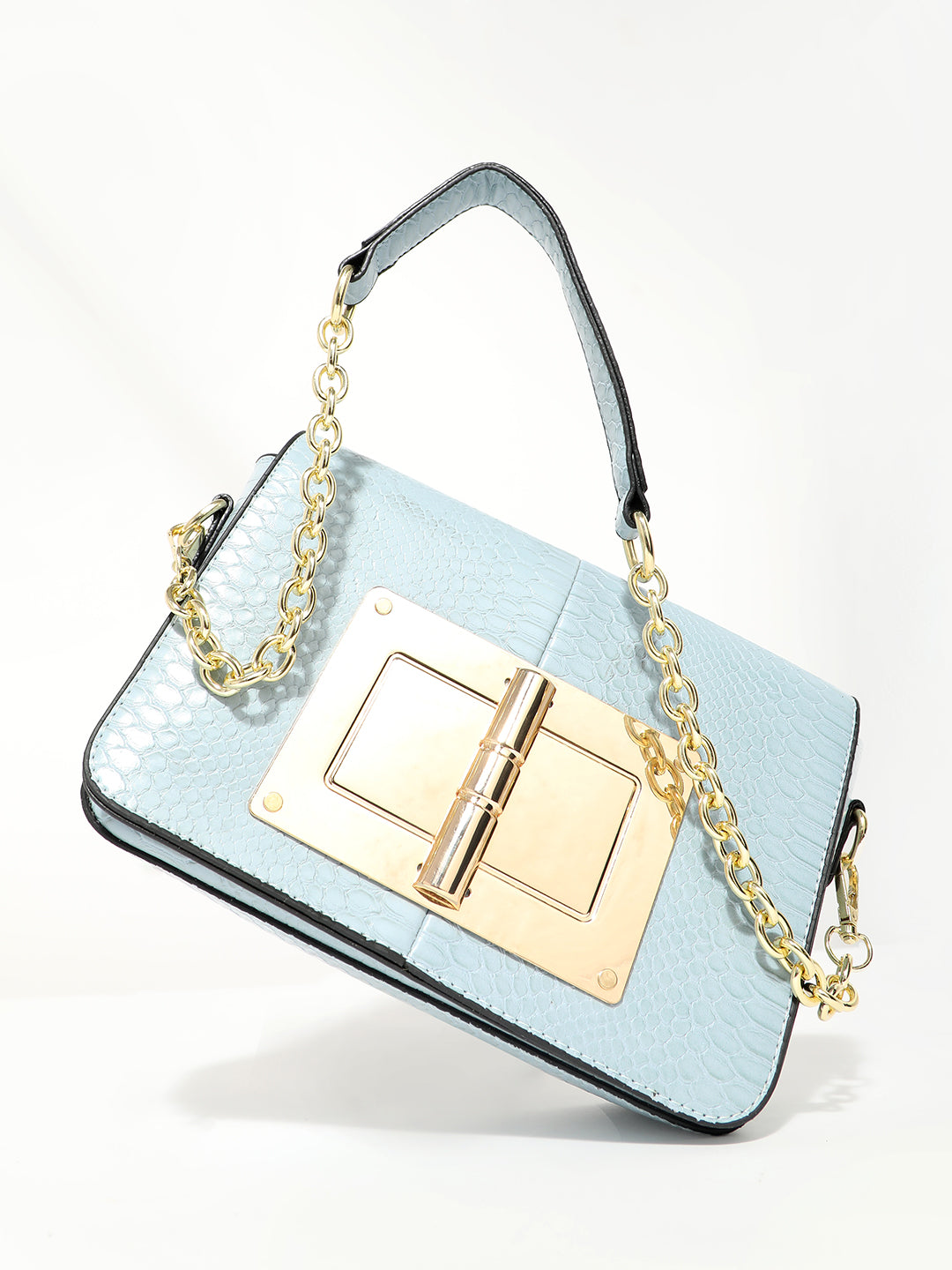 Hinge Flap Sling Bag - Light Blue