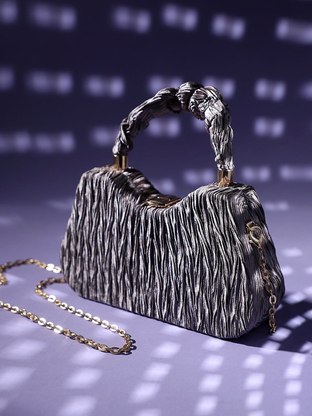 Ruched Handle Handbag - Silver