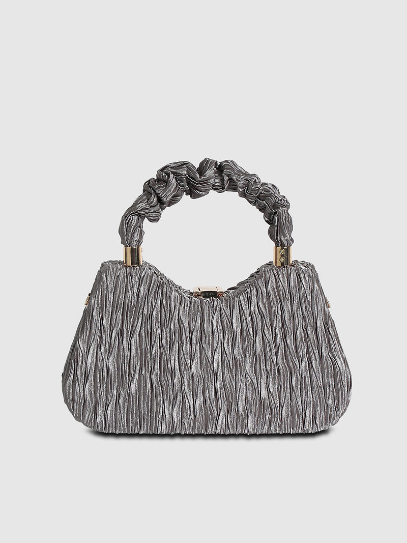 Ruched Handle Handbag - Silver