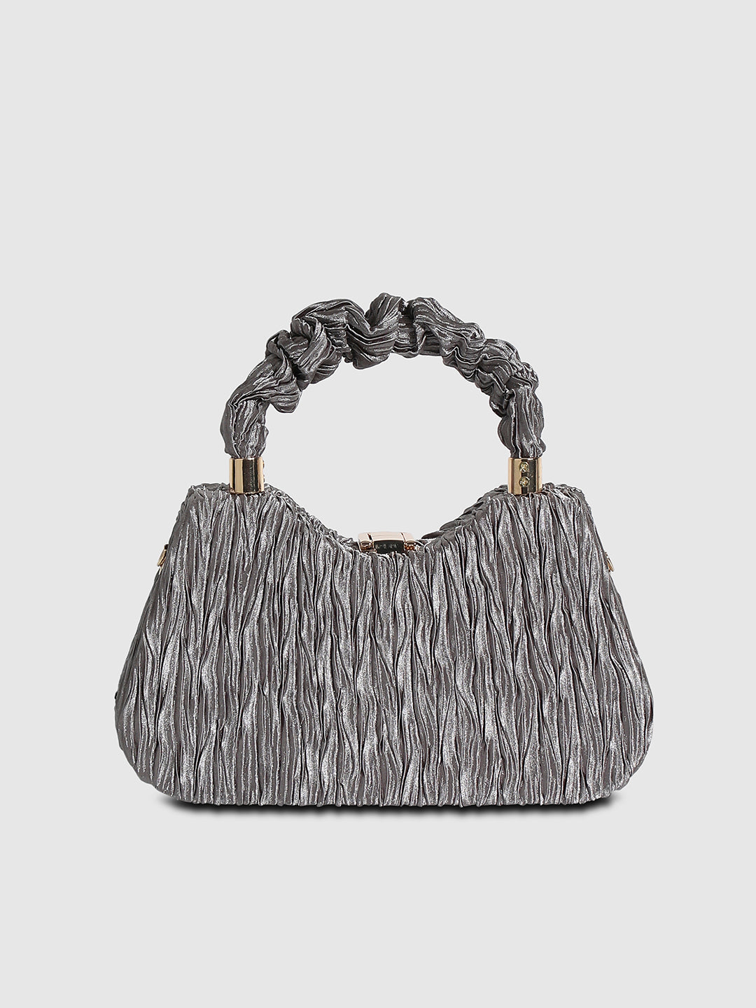 Ruched Handle Handbag - Silver