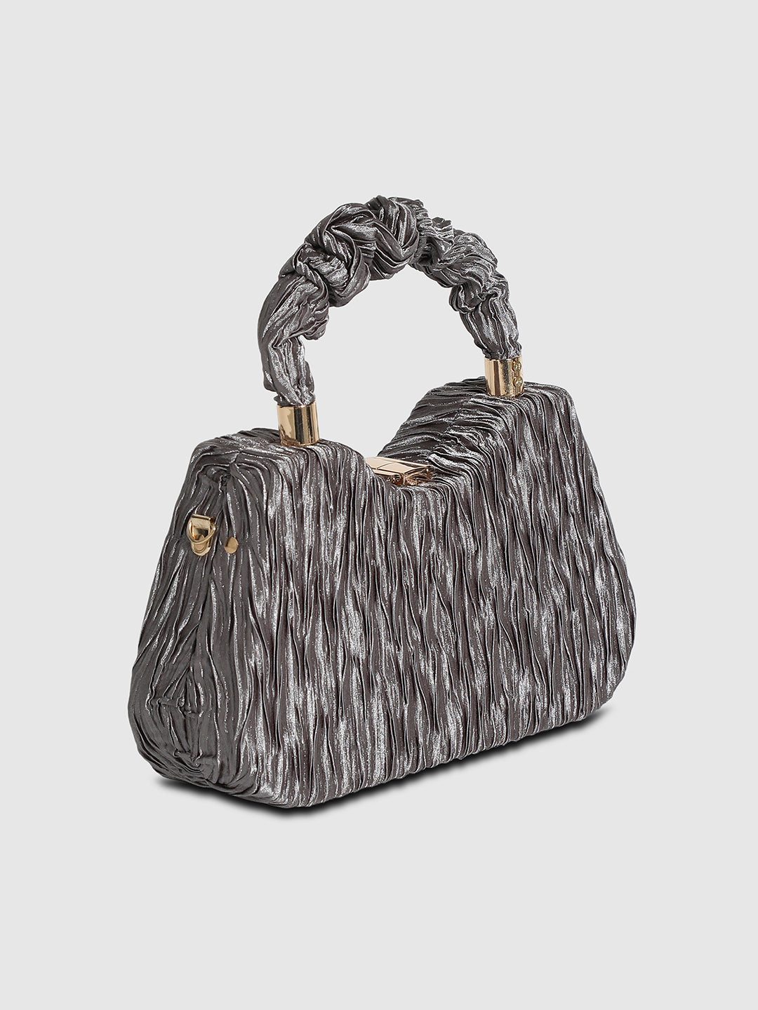 Ruched Handle Handbag - Silver
