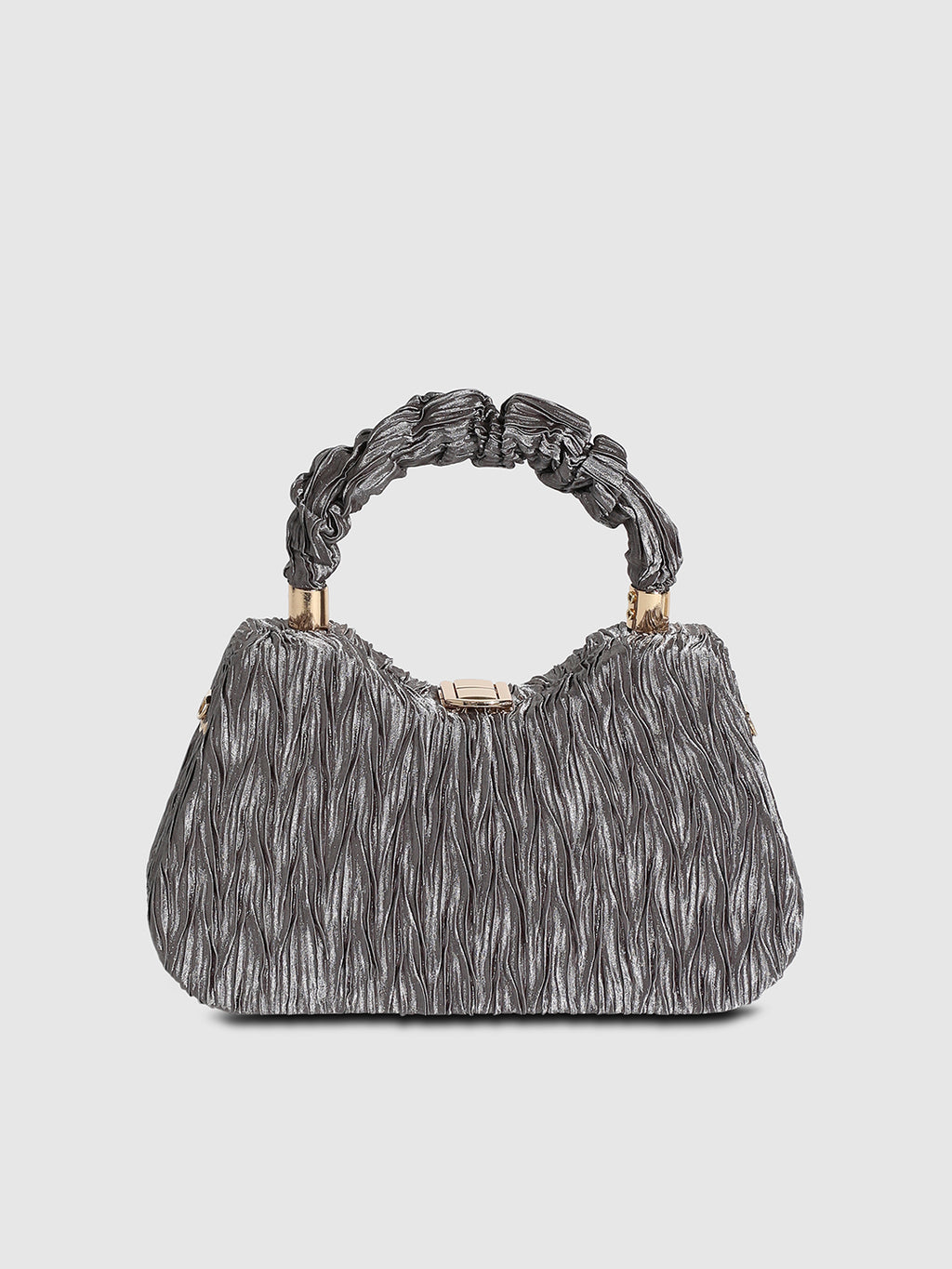 Ruched Handle Handbag - Silver