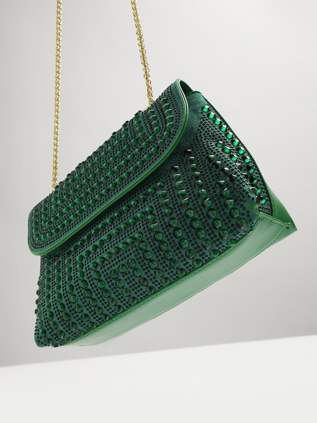 All Over Studs Handbag - Forest Green