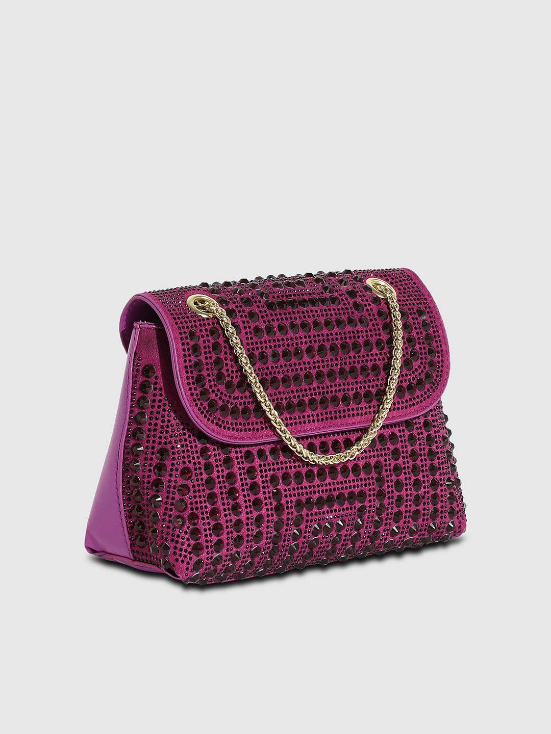 All Over Studs Handbag - Burgundy