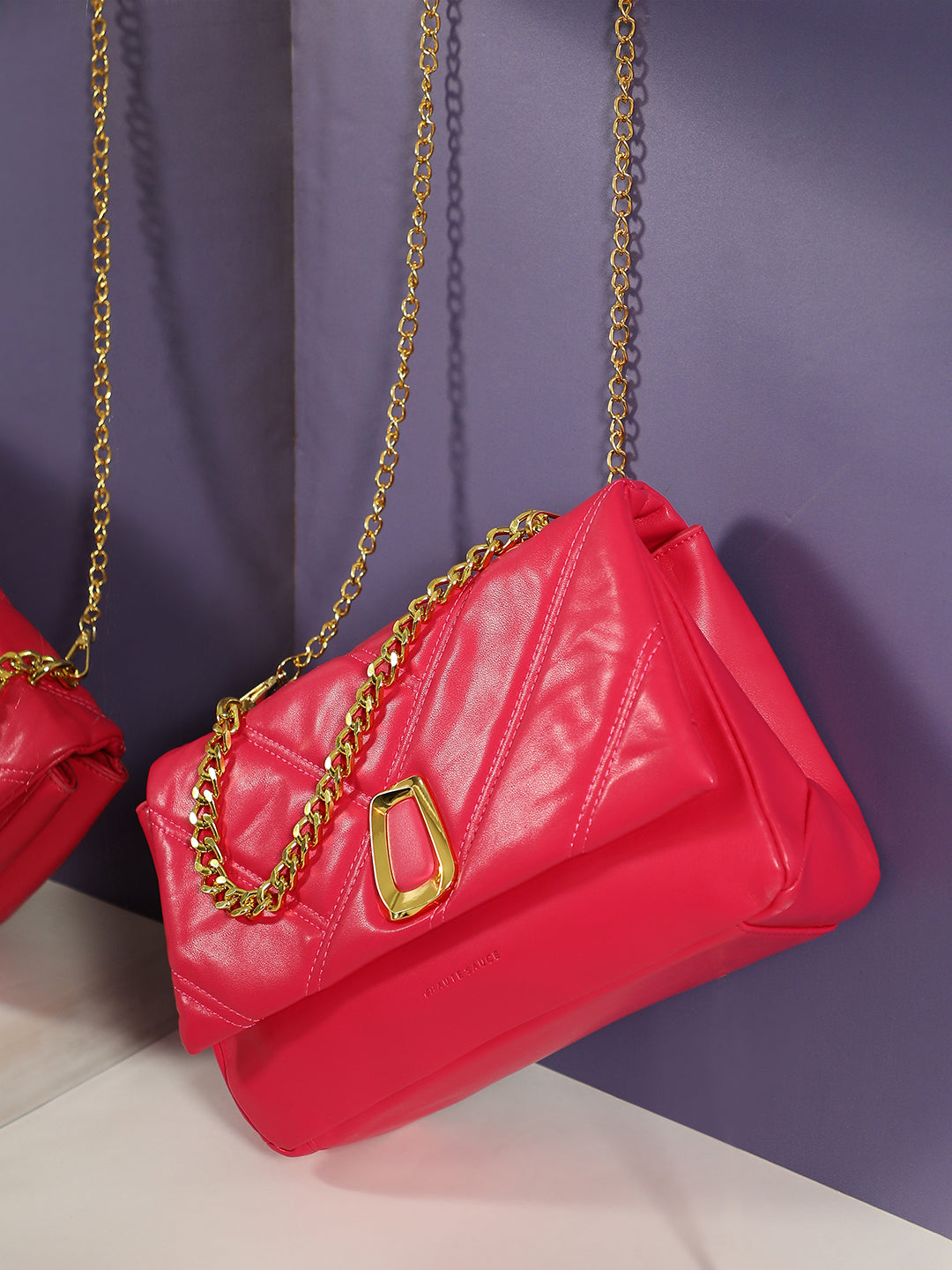 Quilted Chain Handbag - Pink